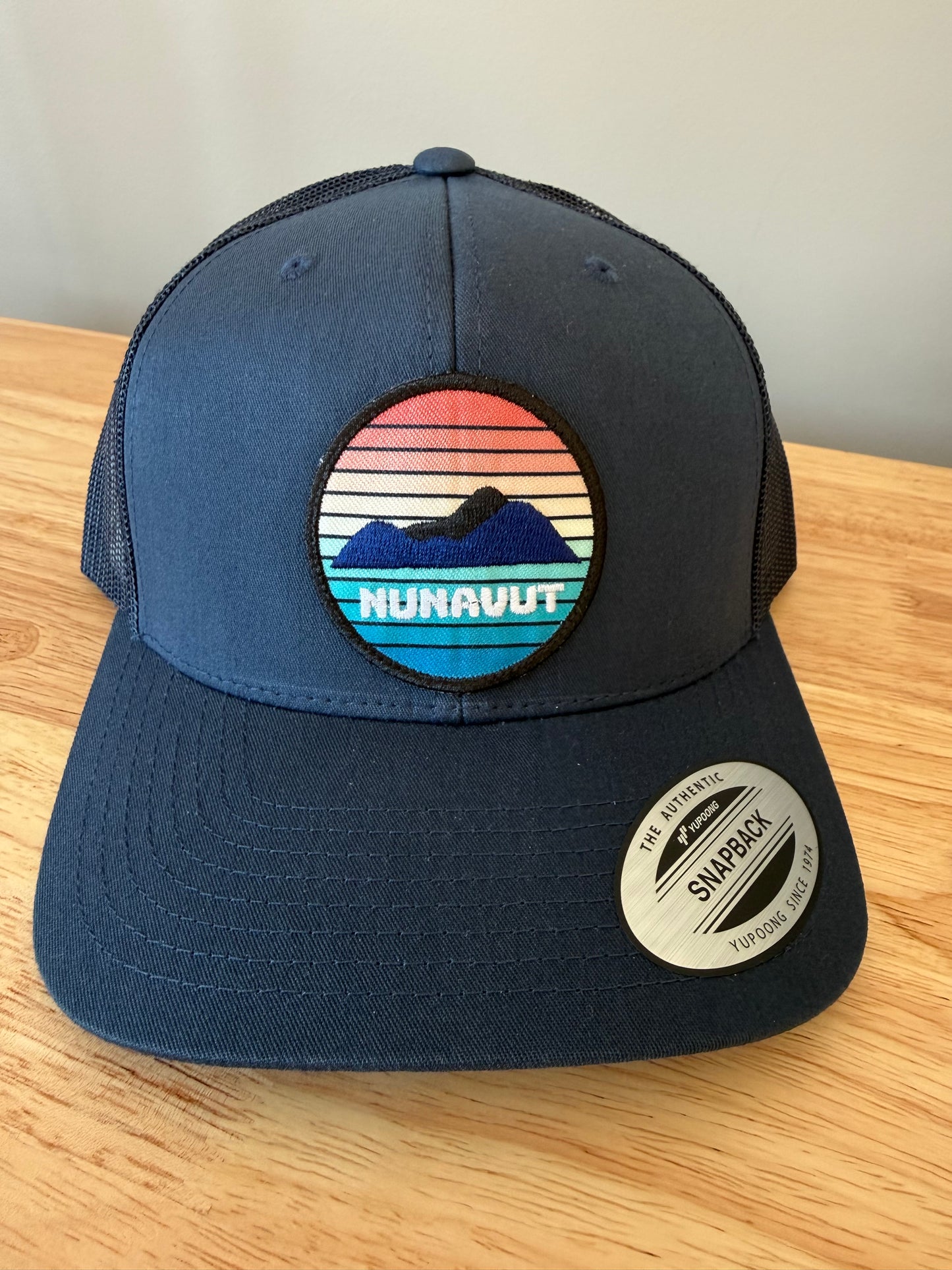 Adult Nunavut Sunset Embroidered Patch Trucker Cap