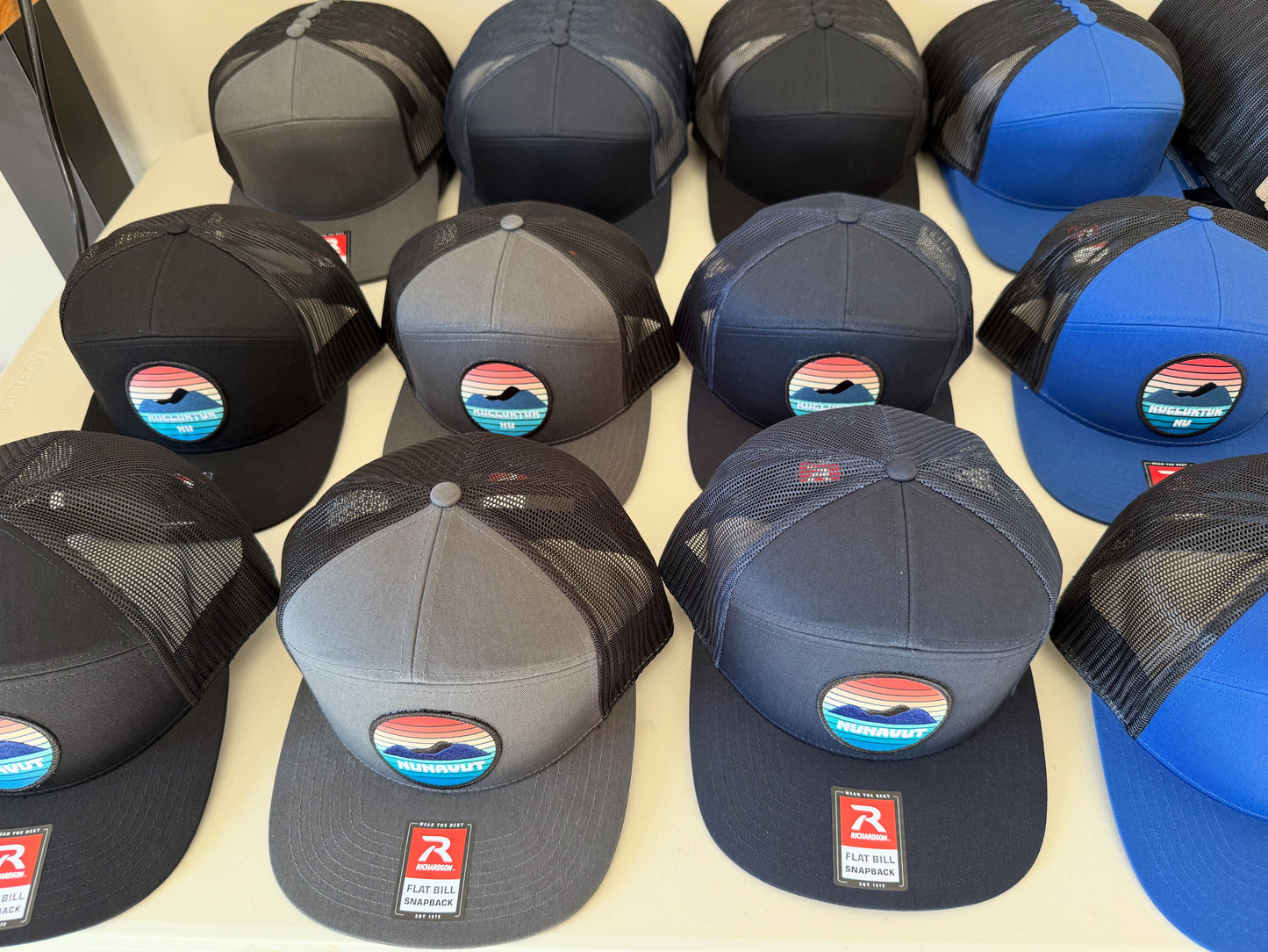 Adult Kugluktuk Sunset Embroidered Patch 7 Panel Trucker Cap