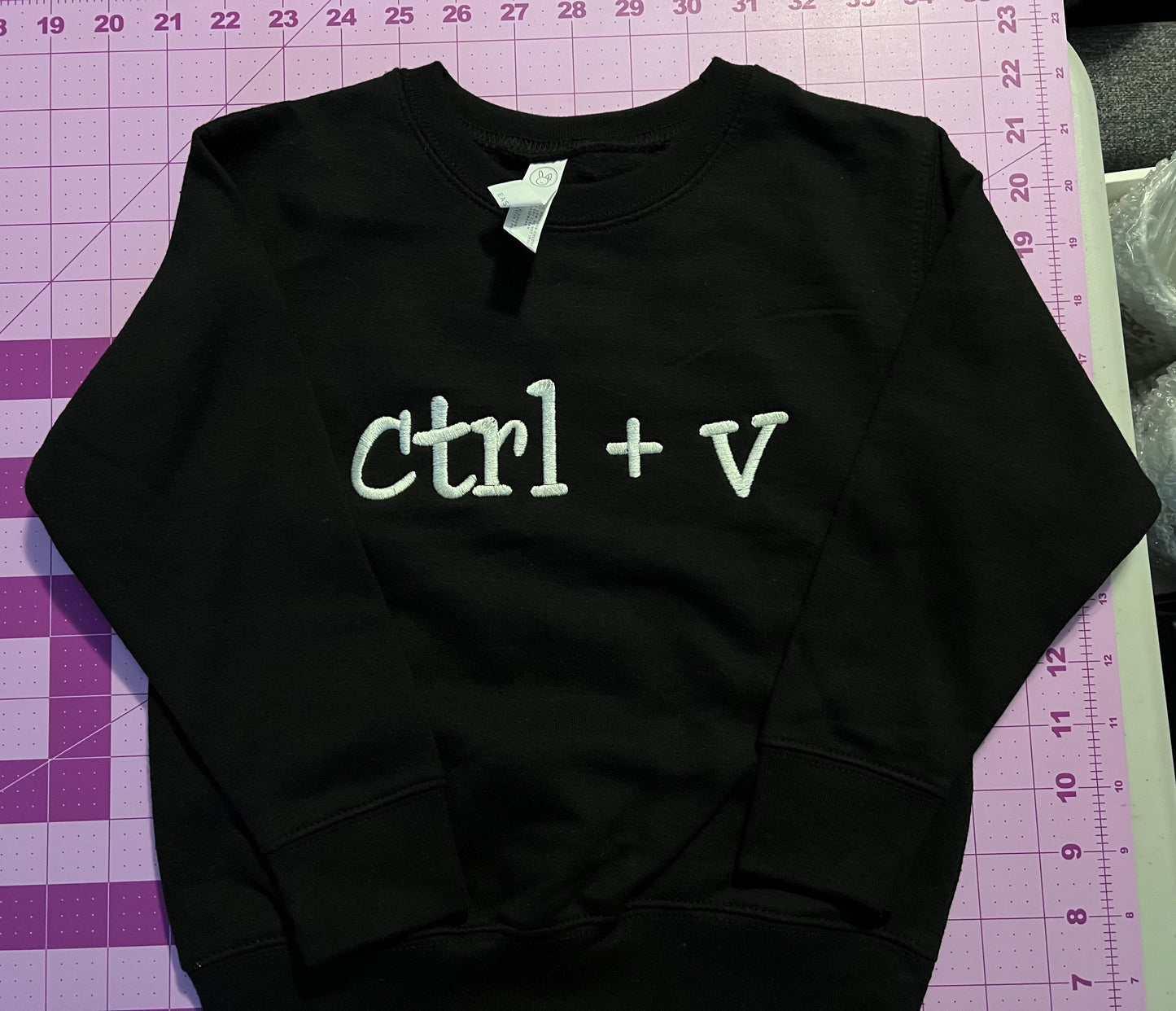 Toddler ctrl+ v Black Embroidered Crewneck