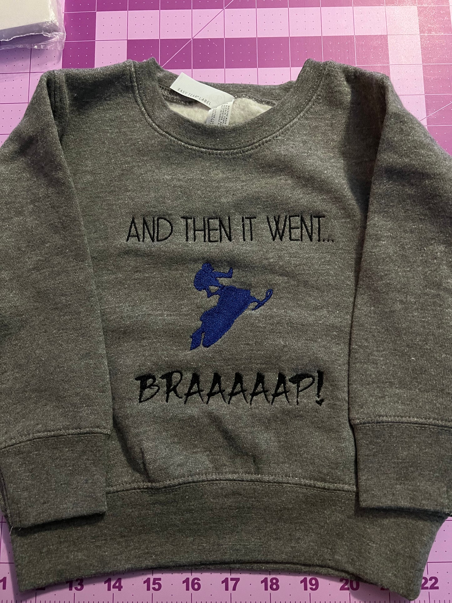 Toddler Braaap Grey Embroidered Crewneck