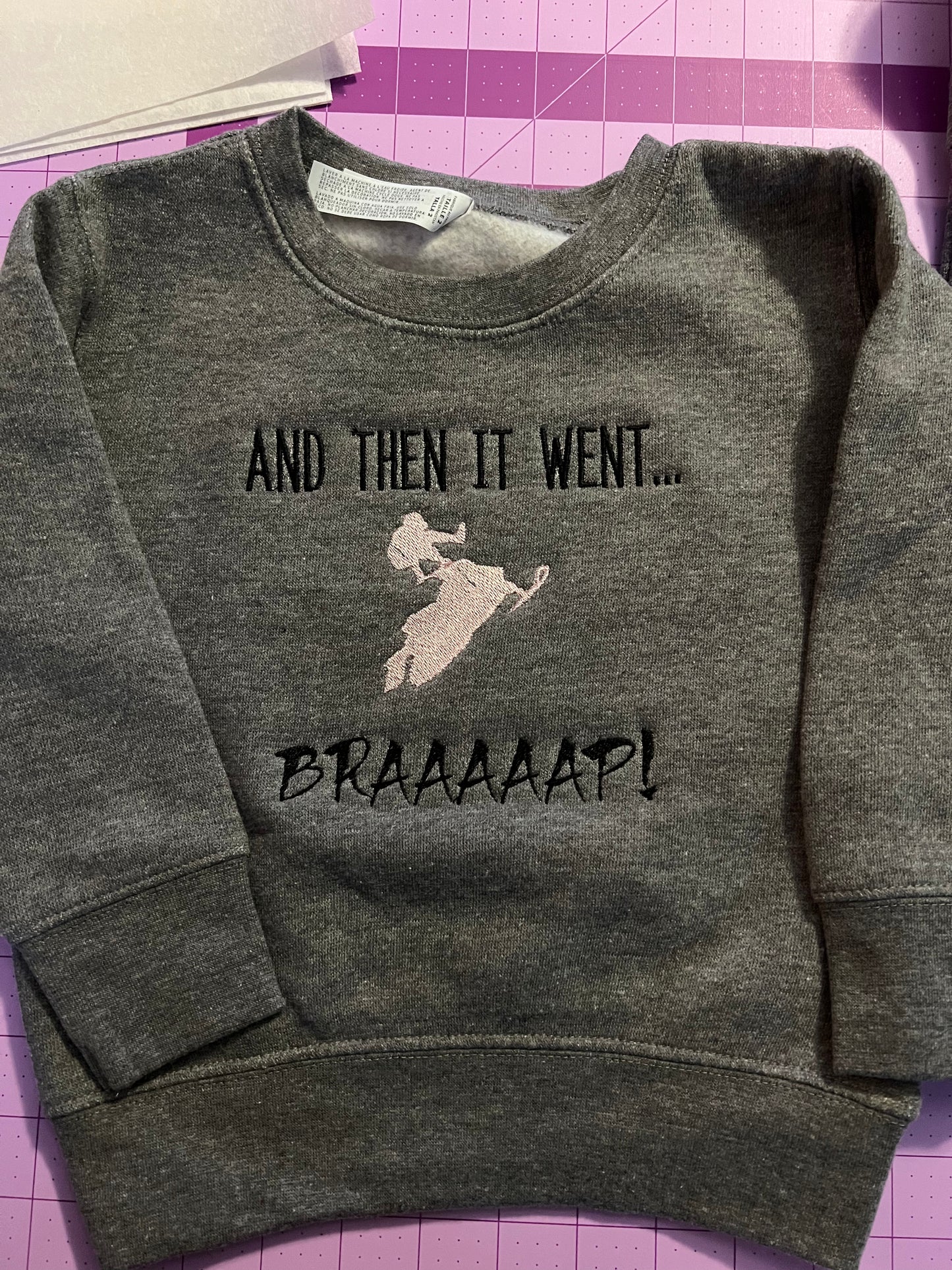 Toddler Braaap Grey Embroidered Crewneck