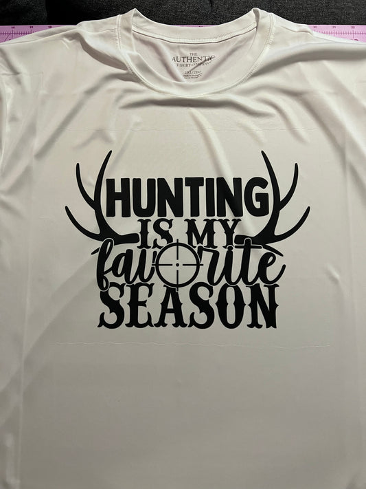 Adult White Printed Hunting Is my Favorite Season T-Shirt
