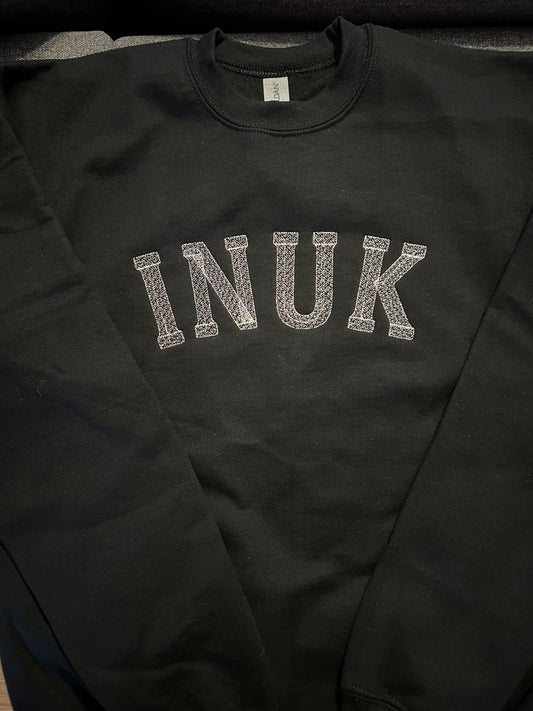 Child/Youth Inuk Embroidered Black Crewneck with White thread