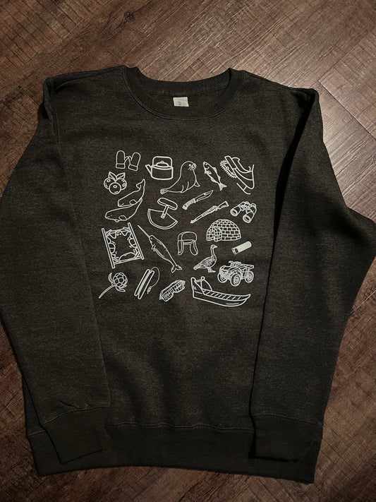 Adult Inuit Things Charcoal Grey Crewneck