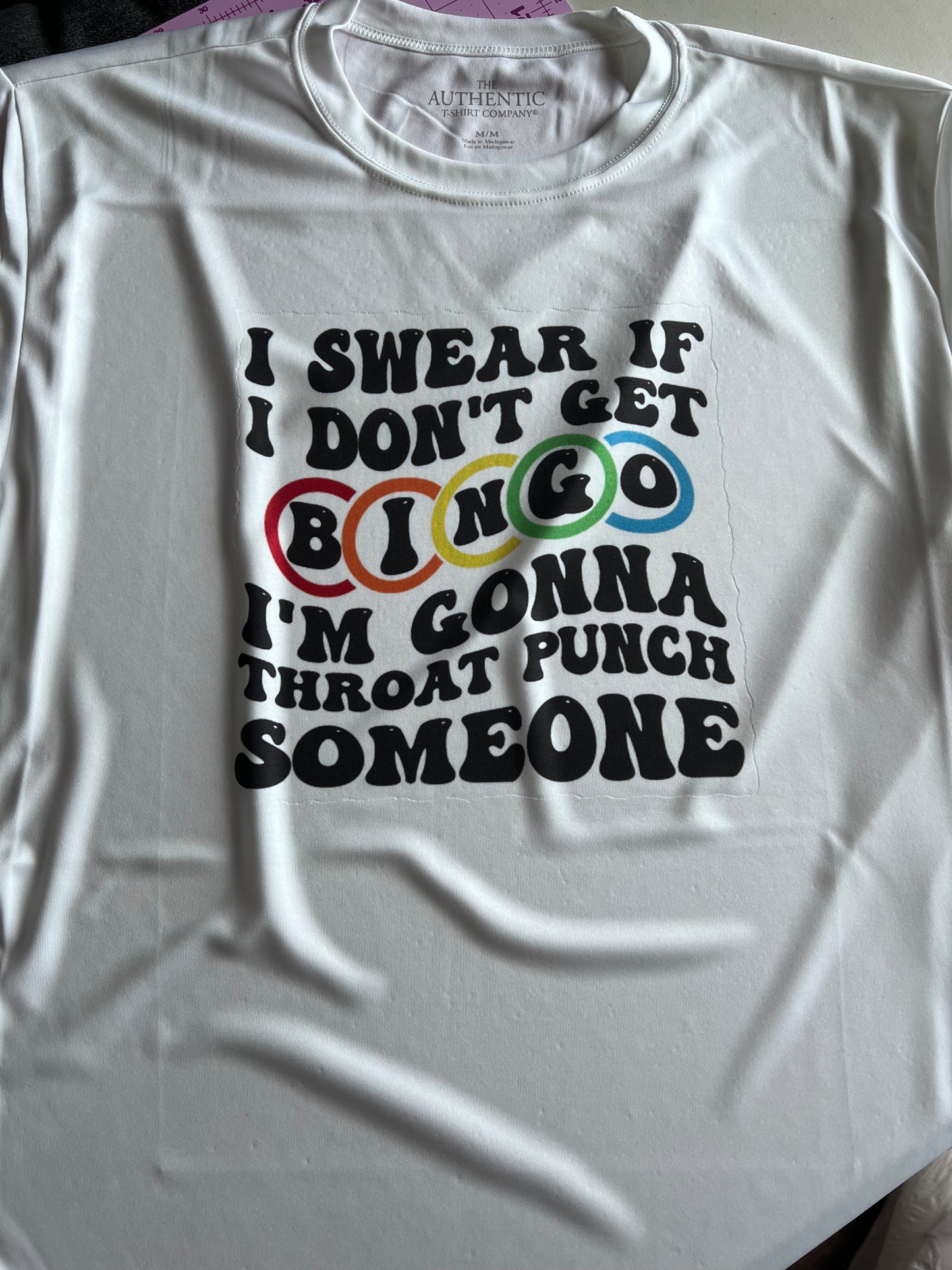 Adult White Printed Throat Punch Bingo T-Shirt