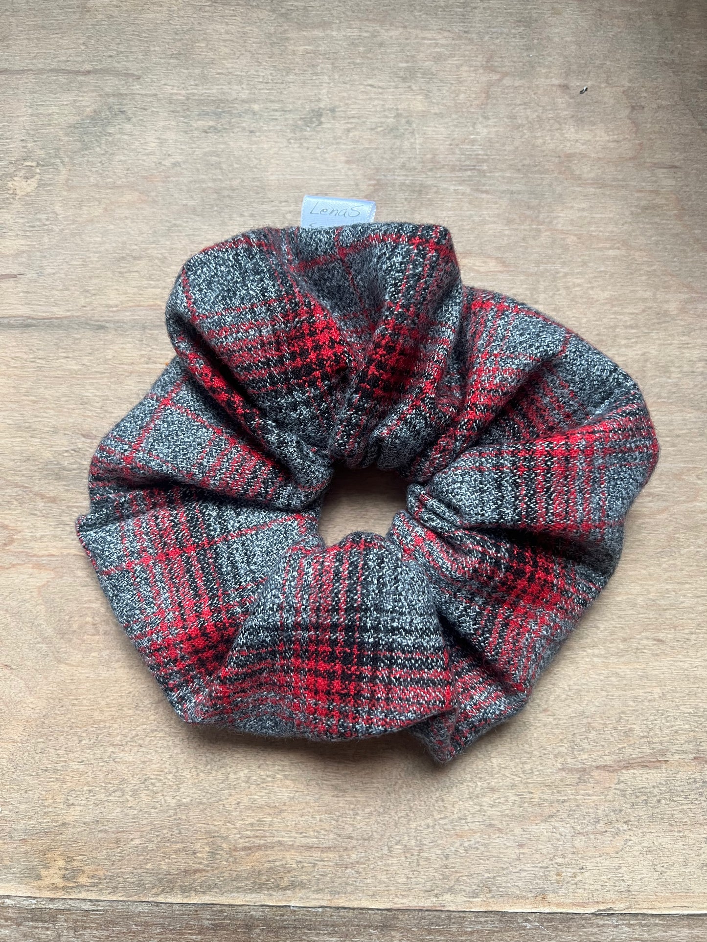Red and Grey Flannel Scrunchie