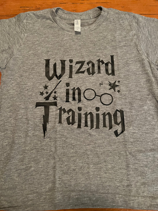 Youth grey Wizard in Training tshirts