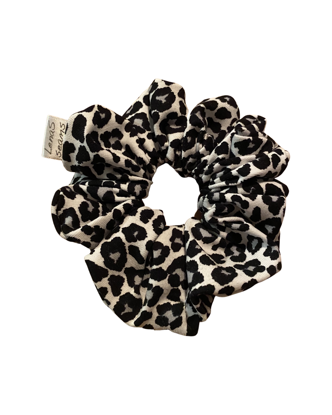 White leopard knit blend scrunchies