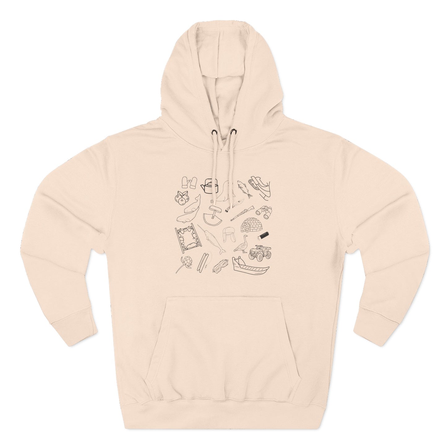 Adult sized Inuit Things Hoodie with Black Print