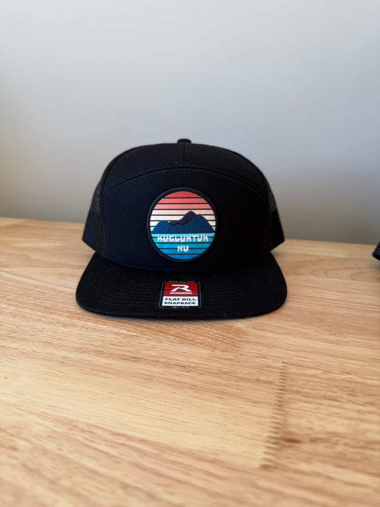 Adult Kugluktuk Sunset Embroidered Patch 7 Panel Trucker Cap