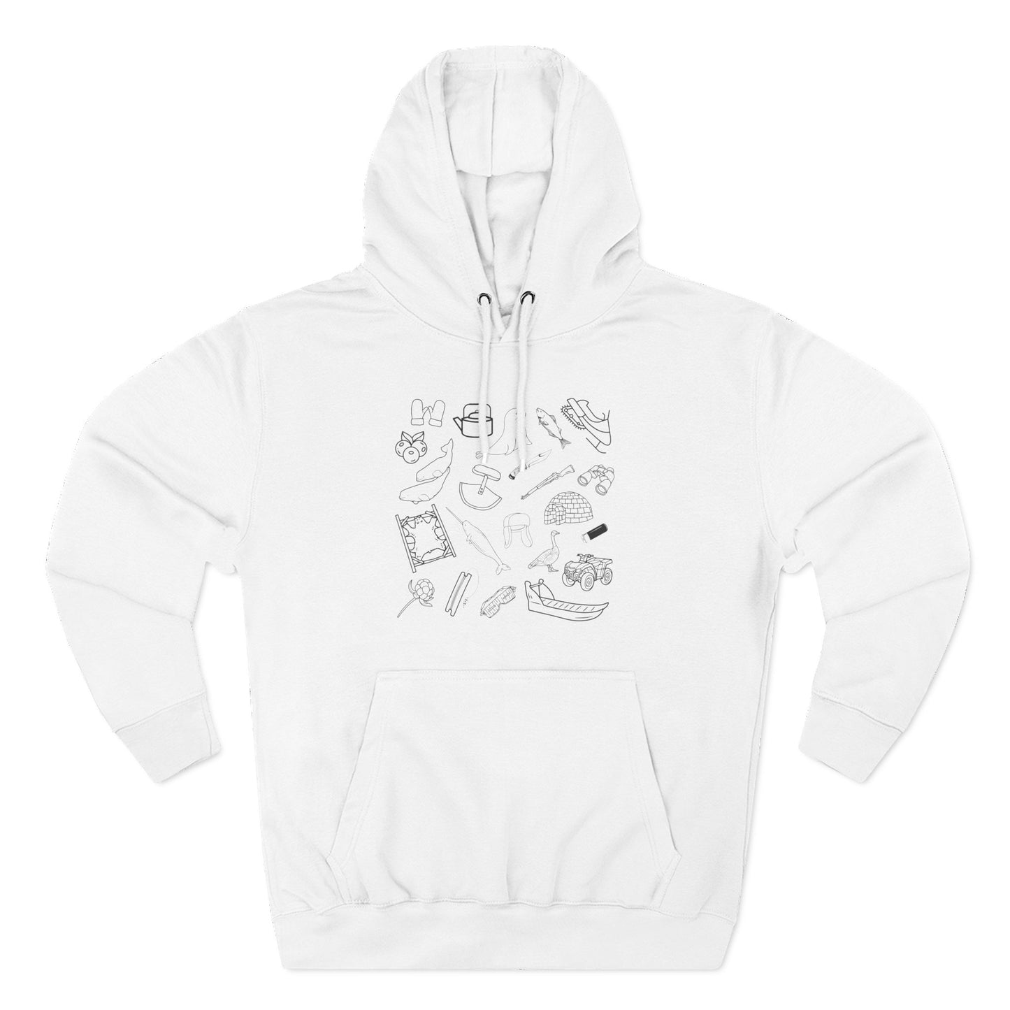 Adult sized Inuit Things Hoodie with Black Print