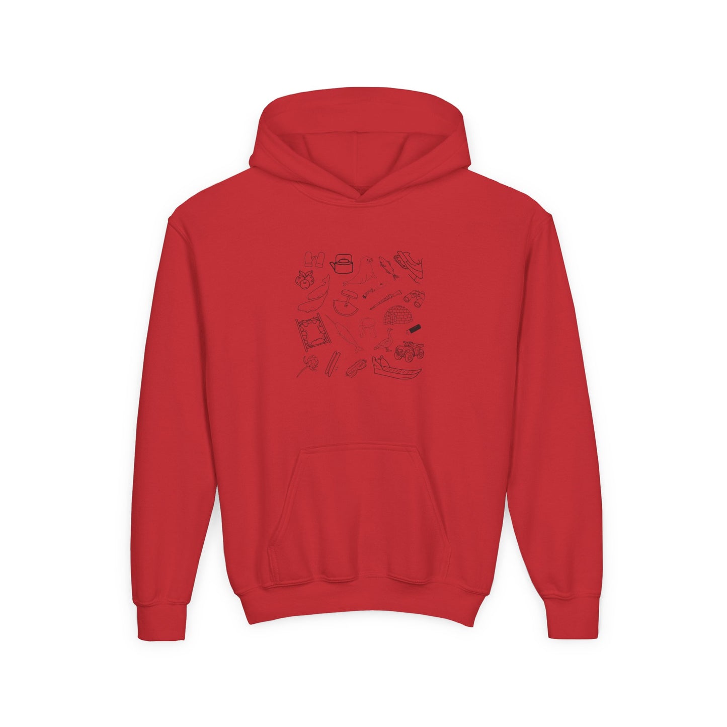 Youth Inuit Things Hoodie with Black Print