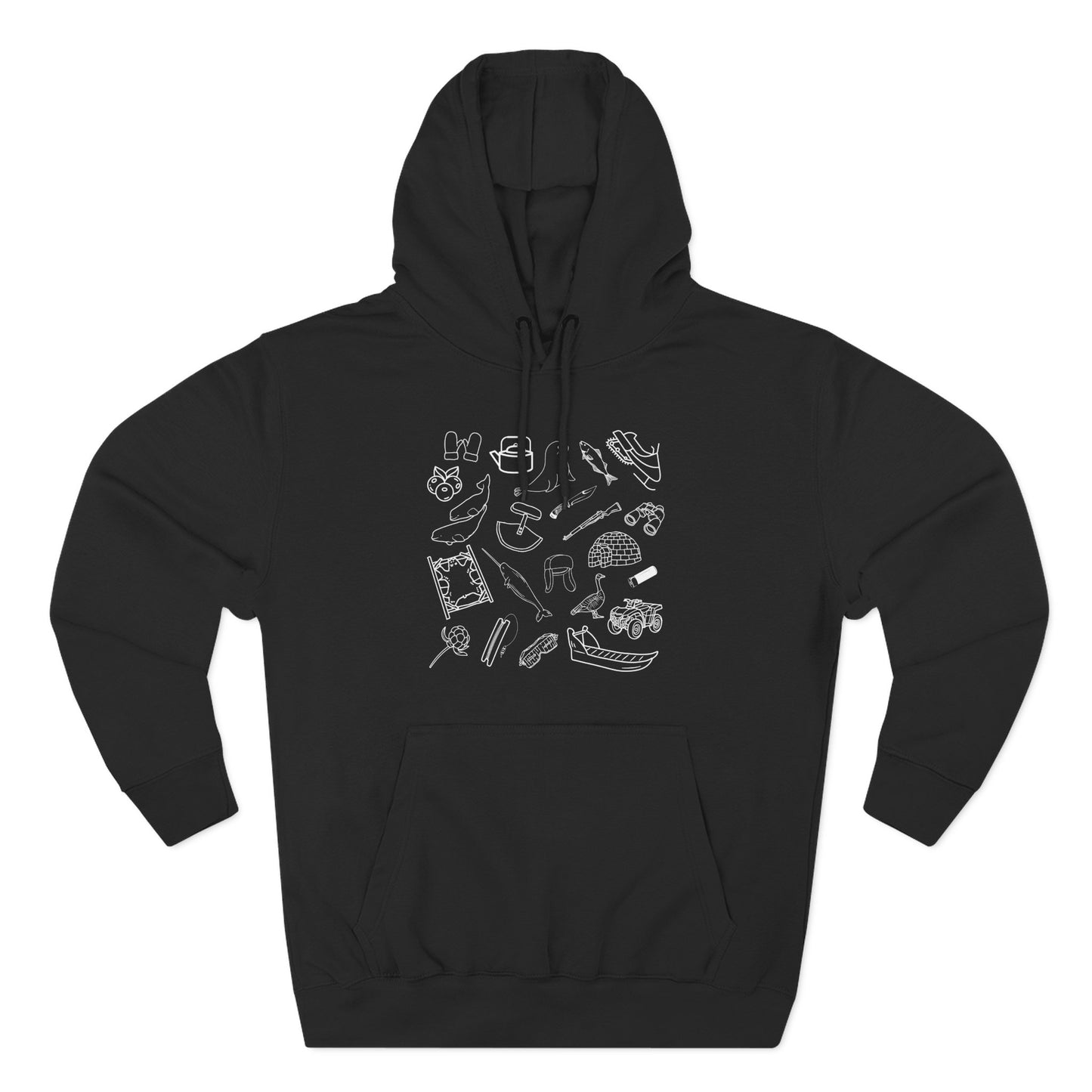 Adult sized Inuit Things Hoodie with White Print