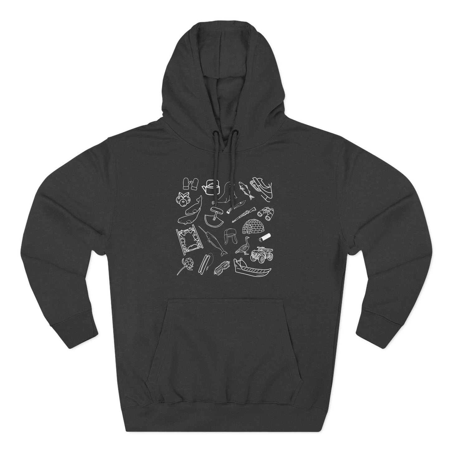 Adult sized Inuit Things Hoodie with White Print