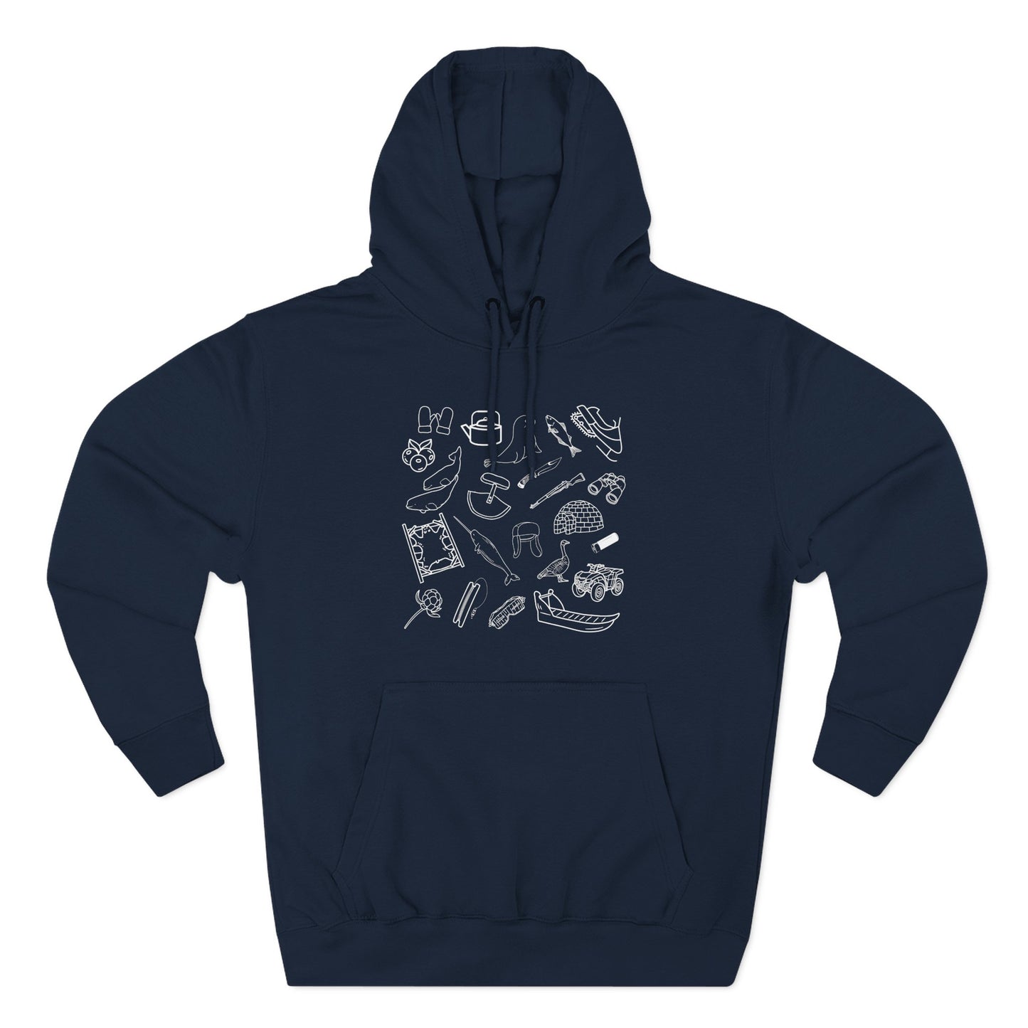 Adult sized Inuit Things Hoodie with White Print