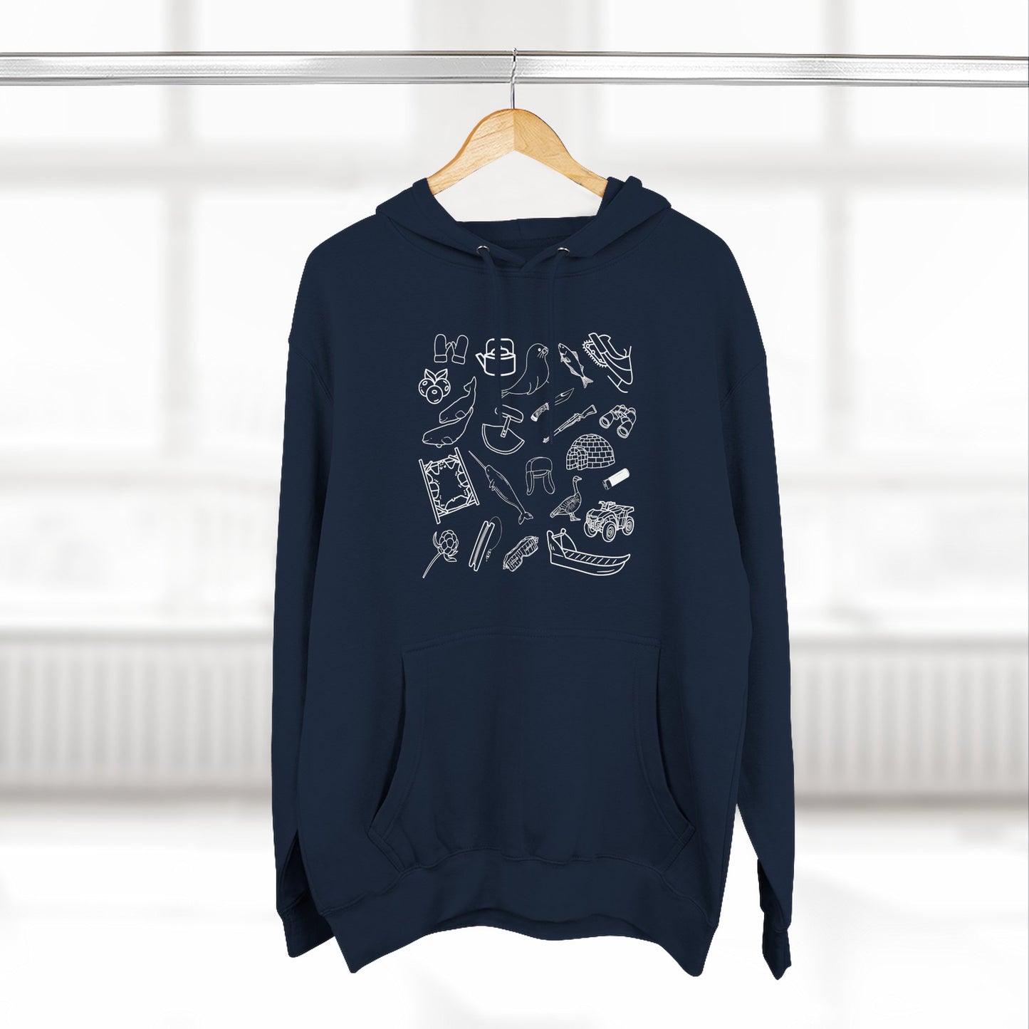 Adult sized Inuit Things Hoodie with White Print