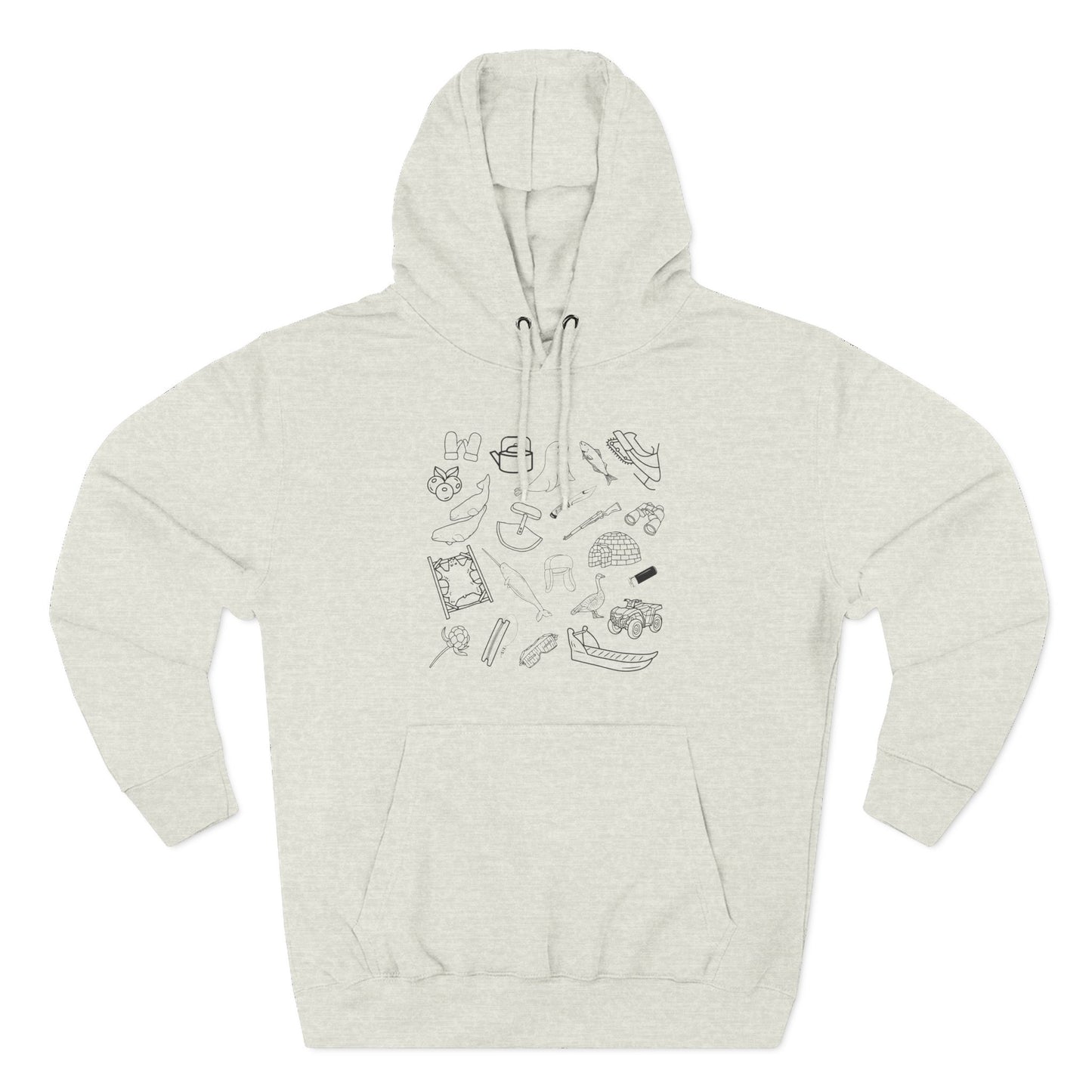 Adult sized Inuit Things Hoodie with Black Print