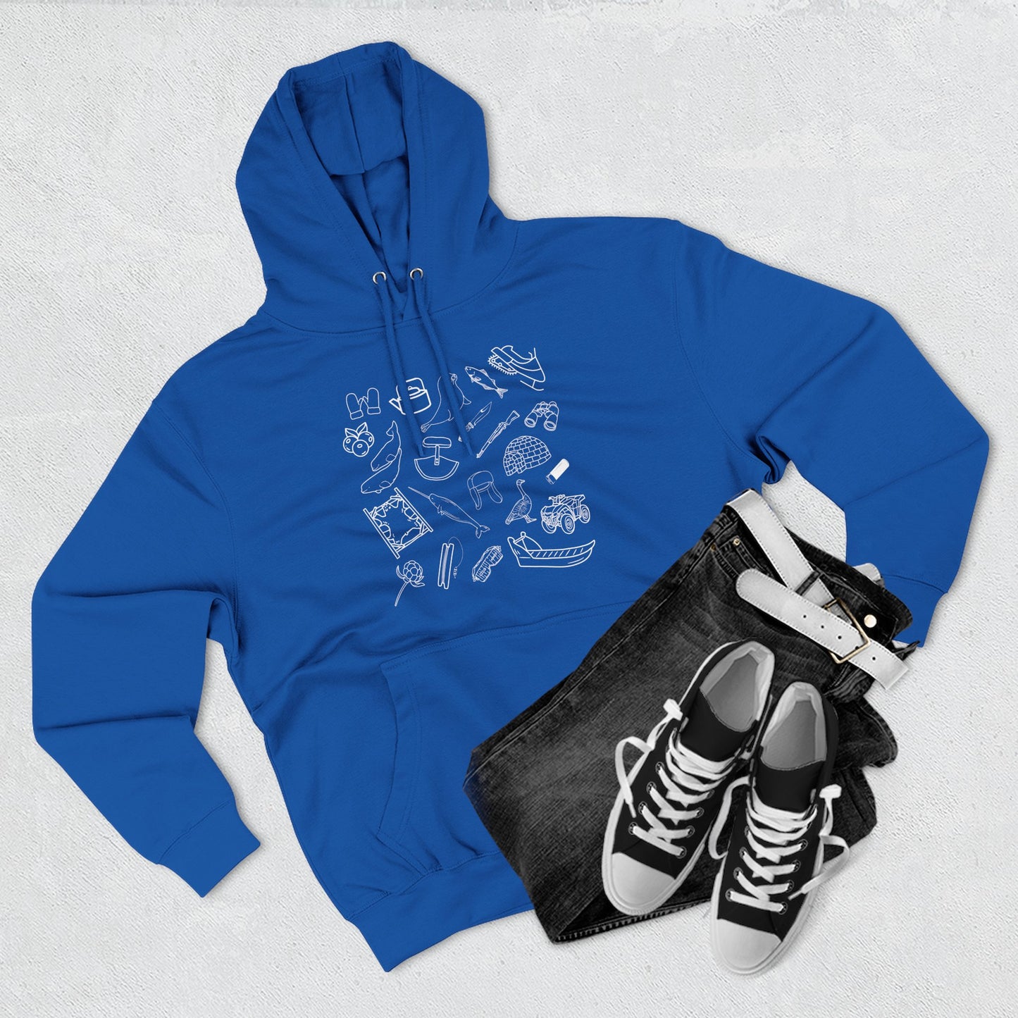 Adult sized Inuit Things Hoodie with White Print