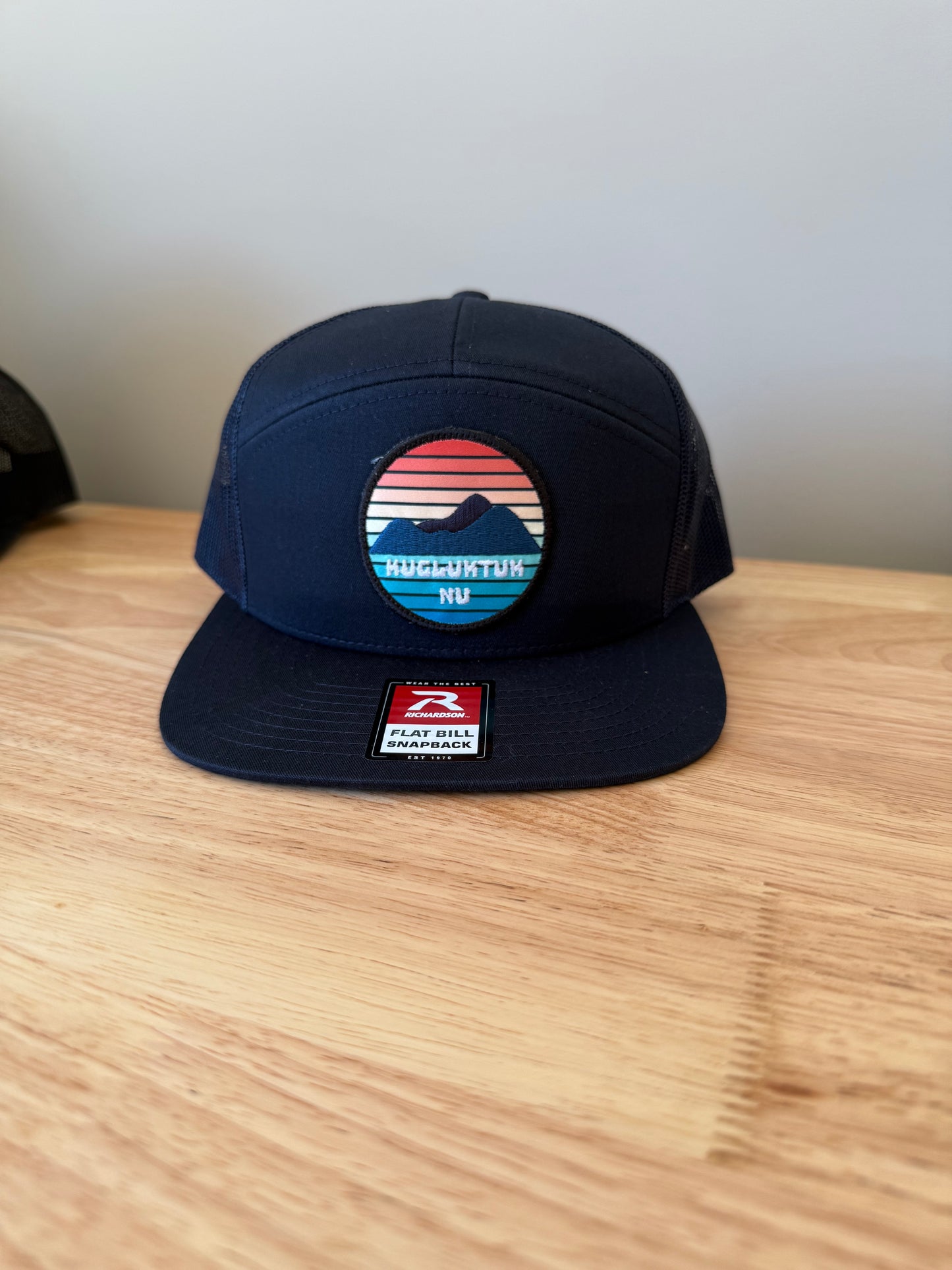 Adult Kugluktuk Sunset Embroidered Patch 7 Panel Trucker Cap