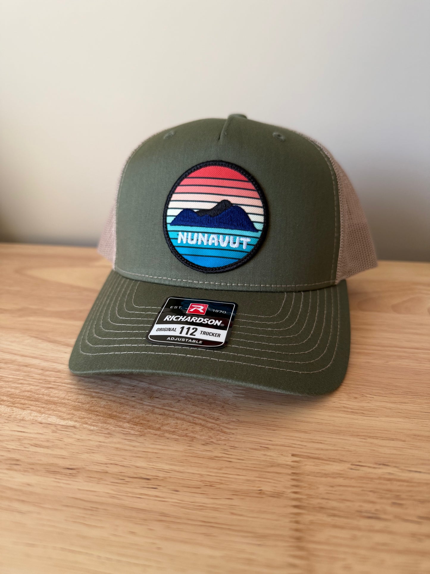 Adult Nunavut Sunset Embroidered Patch Trucker Cap