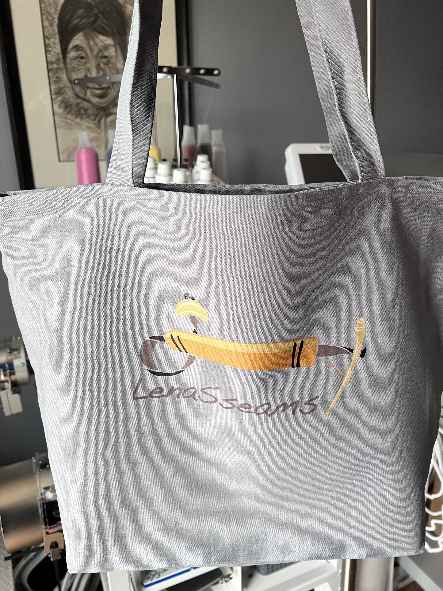 LenaSseams Grey Canvas Tote Bag