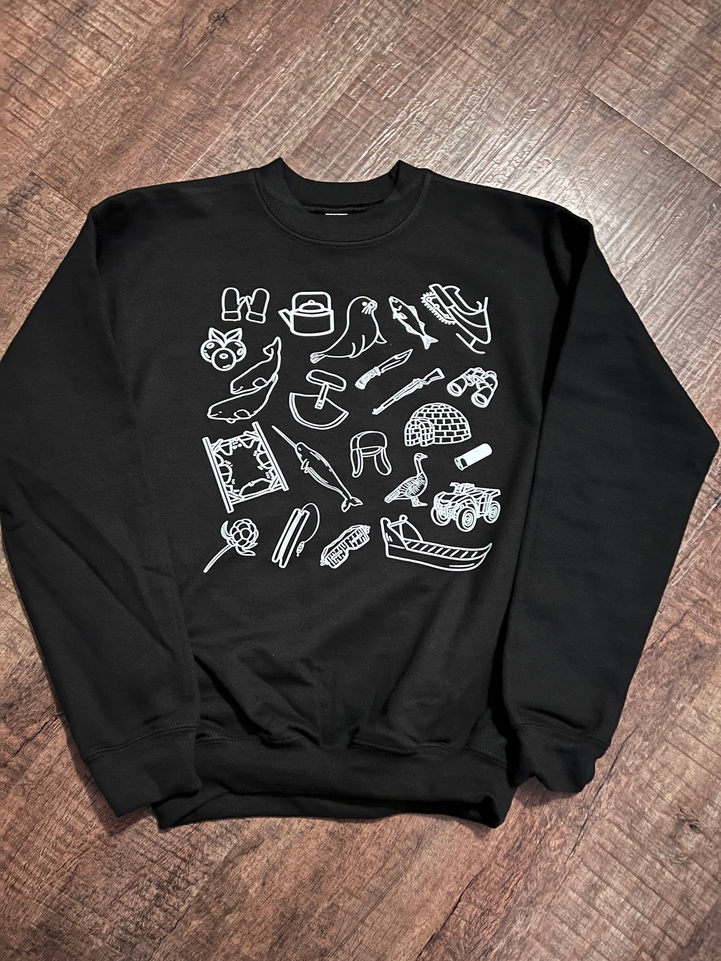 Child/Youth Inuit Things Black Crewneck