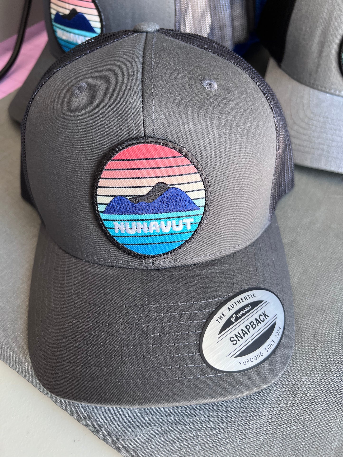 Adult Nunavut Sunset Embroidered Patch Trucker Cap