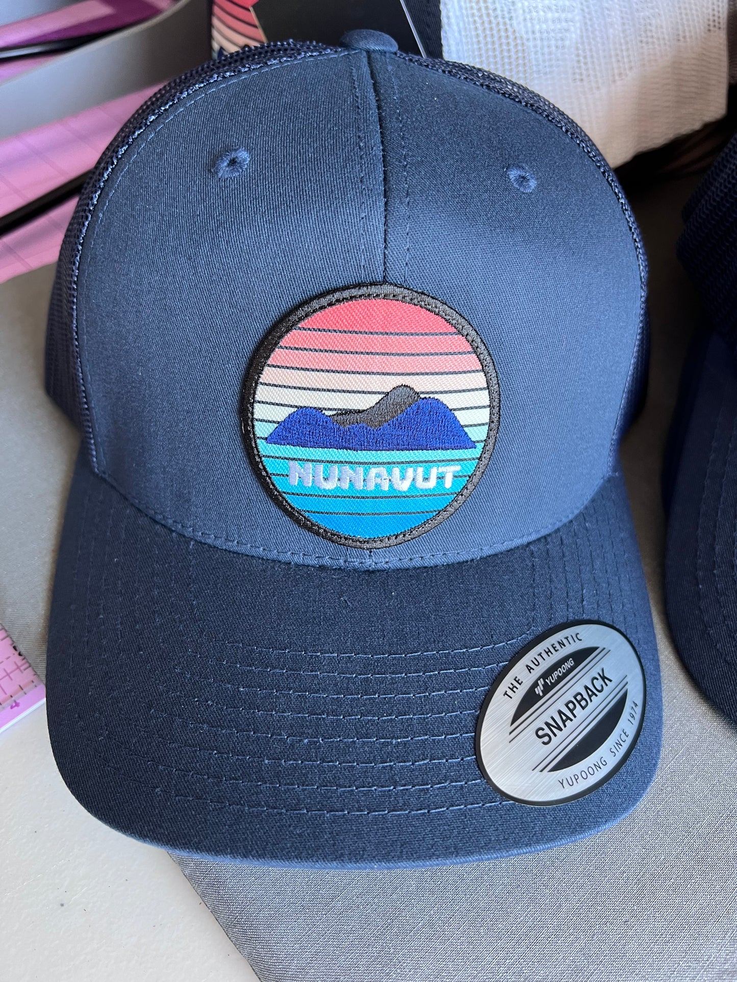 Adult Nunavut Sunset Embroidered Patch Trucker Cap